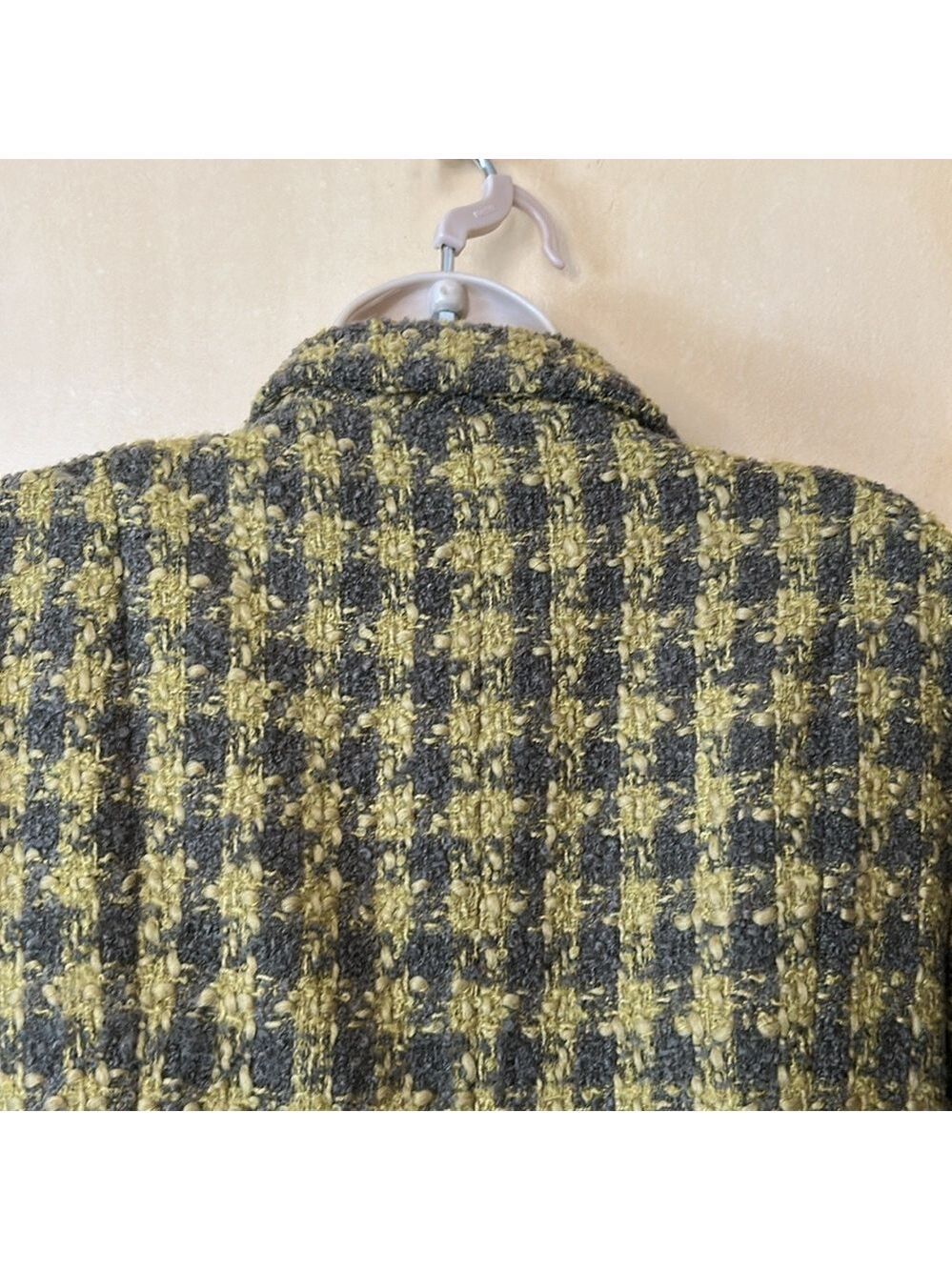INC Green/gray plaid double breasted overcoat size M - Picture 6 of 8